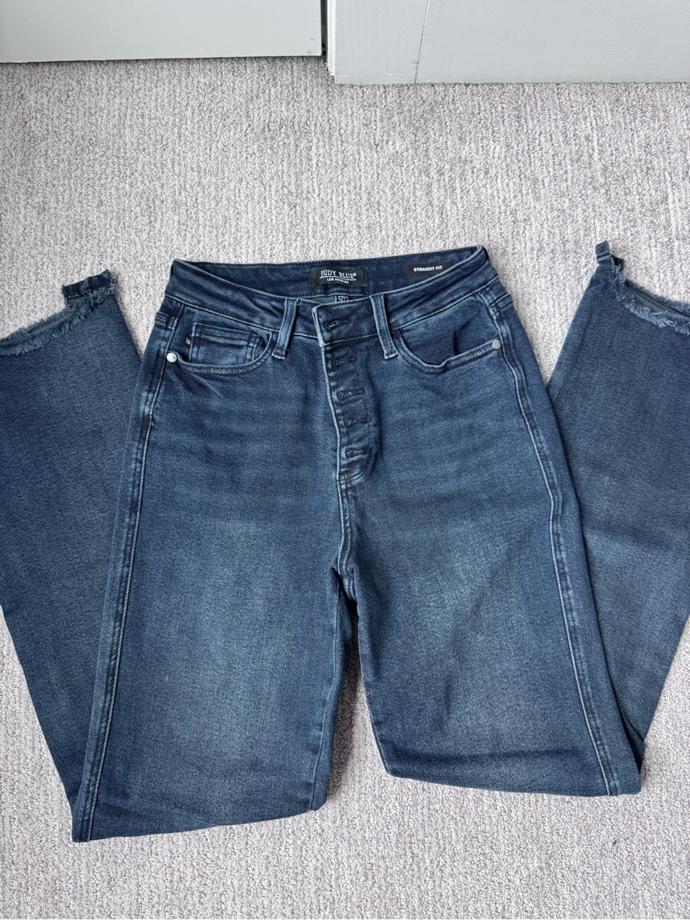 Judy Blue Dark Indigo Straight Fit Button-Fly Jeans